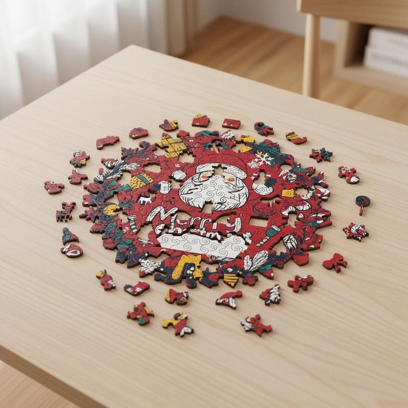 Wooden Santa Claus Jigsaw Puzzle Toy Christmas-Themed Interactive Christmas Puzzle Gift for Adults - Image 2